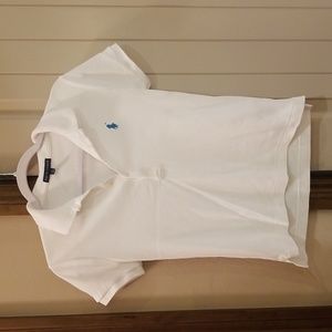 Ralph Lauren Polo Shirt Short Sleeve White w Blue Pony Logo Preppy Y2K 2000s